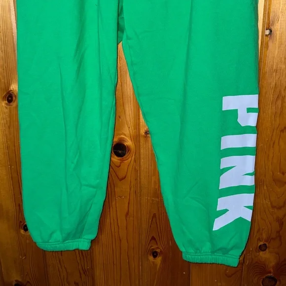 PINK Victoria's Secret Vibrant Green Joggers size large loose fitting sweatpants - Picture 3 of 5